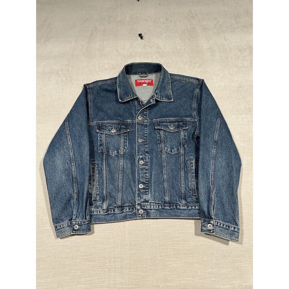 Vintage Wrangler Hero Jacket Mens Denim Trucker Jean Jacket Medium Blue